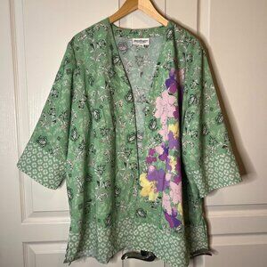 Norm Thompson Floral Leaves Jacket Kimono